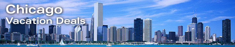 Chicago skyline and shore of Lake Michigan